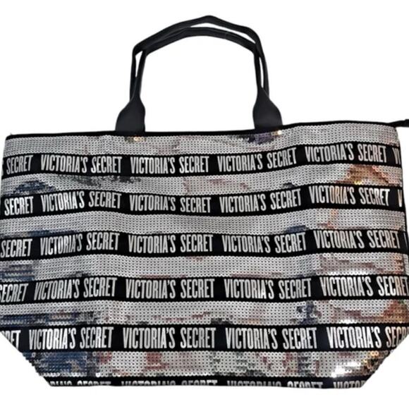 Victoria Secret sequin xl zippered tote NWOT - Picture 1 of 3
